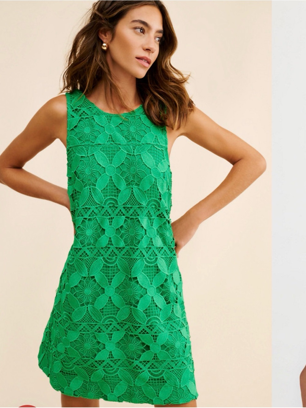 Anthropologie Sleeveless Green Lace Shift Dress